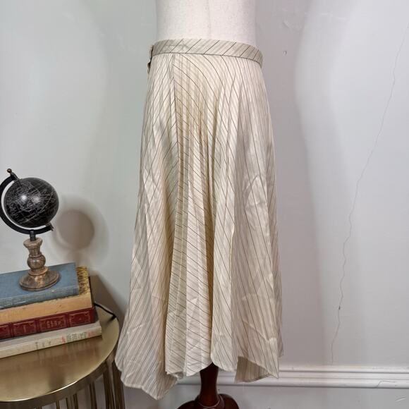 Acne Studios Striped Asymmetric Button Skirt Beige NWT Size 40 Avant Garde - Picture 5 of 11